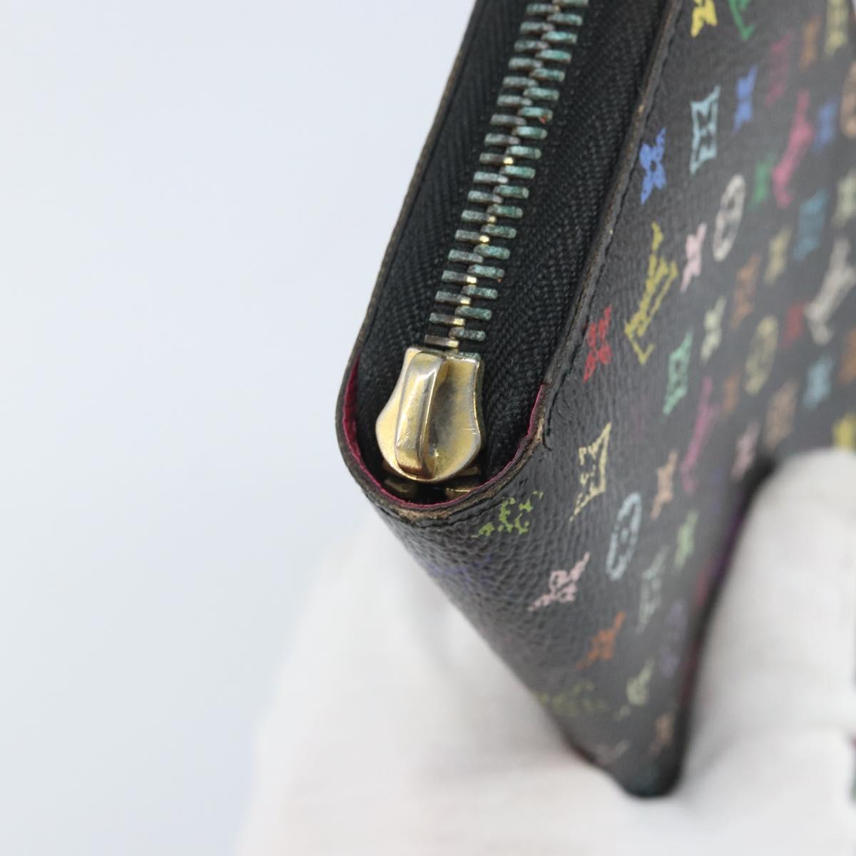 LOUIS VUITTON Monogram Multicolor Zippy Long Wallet Black M60243 LV Auth BA10806