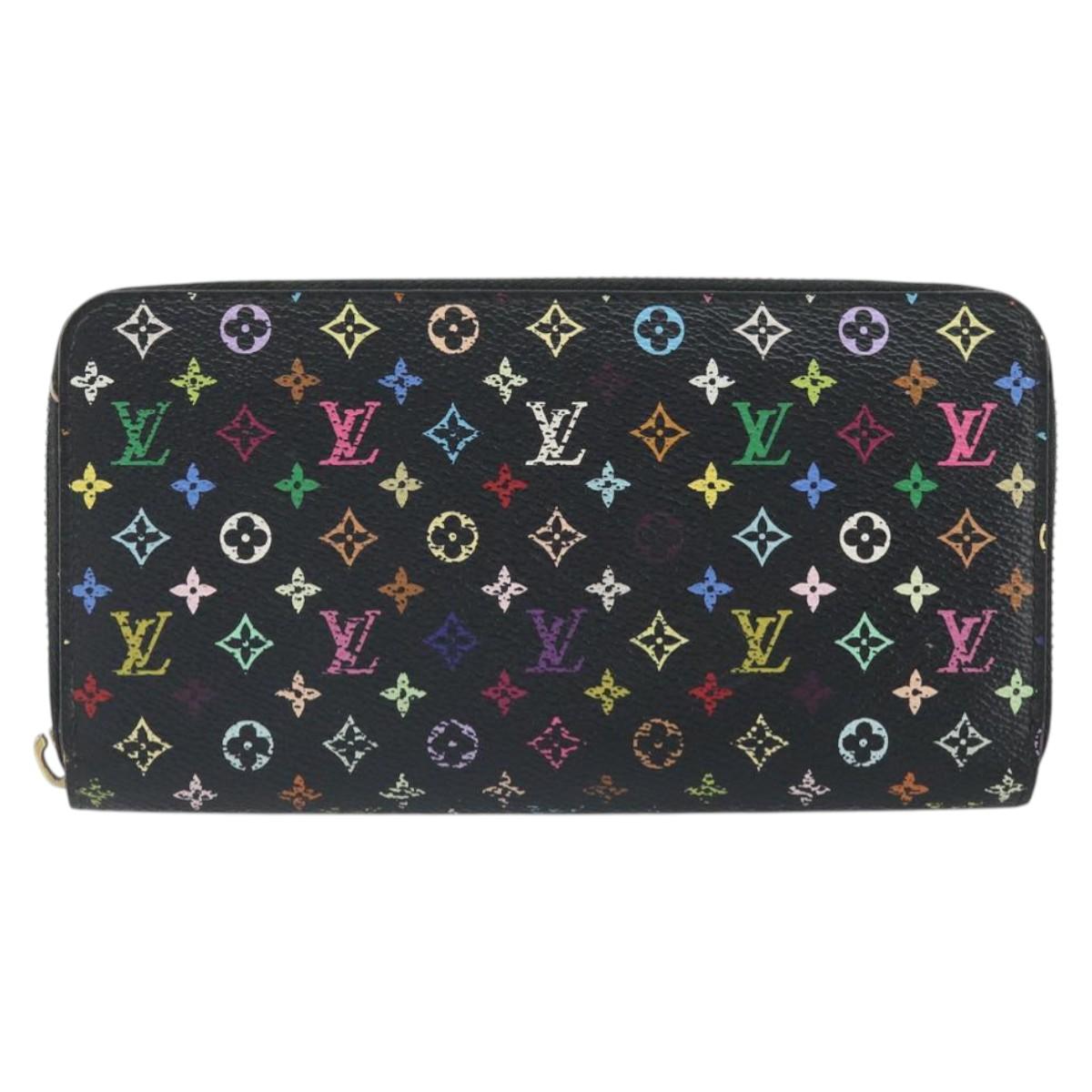 LOUIS VUITTON Monogram Multicolor Zippy Long Wallet Black M60243 LV Auth BA10806