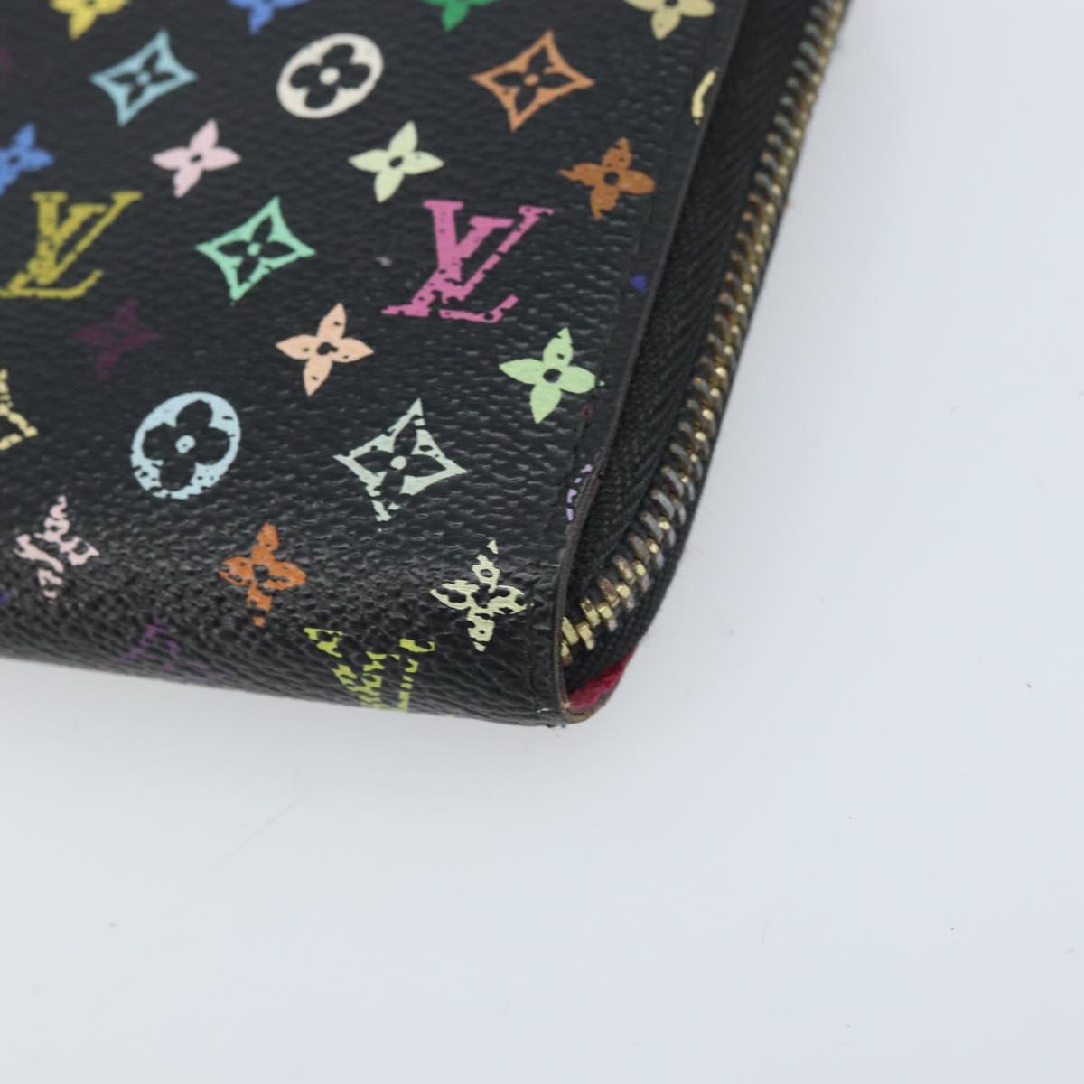 LOUIS VUITTON Monogram Multicolor Zippy Long Wallet Black M60243 LV Auth BA10806