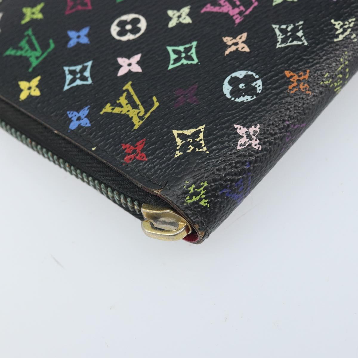 LOUIS VUITTON Monogram Multicolor Zippy Long Wallet Black M60243 LV Auth BA10806