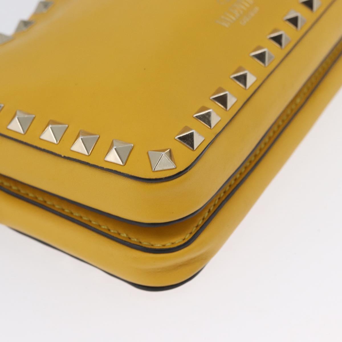 Gianni Versace Rock Studs Shoulder Bag Leather Yellow Gold Auth BA10807
