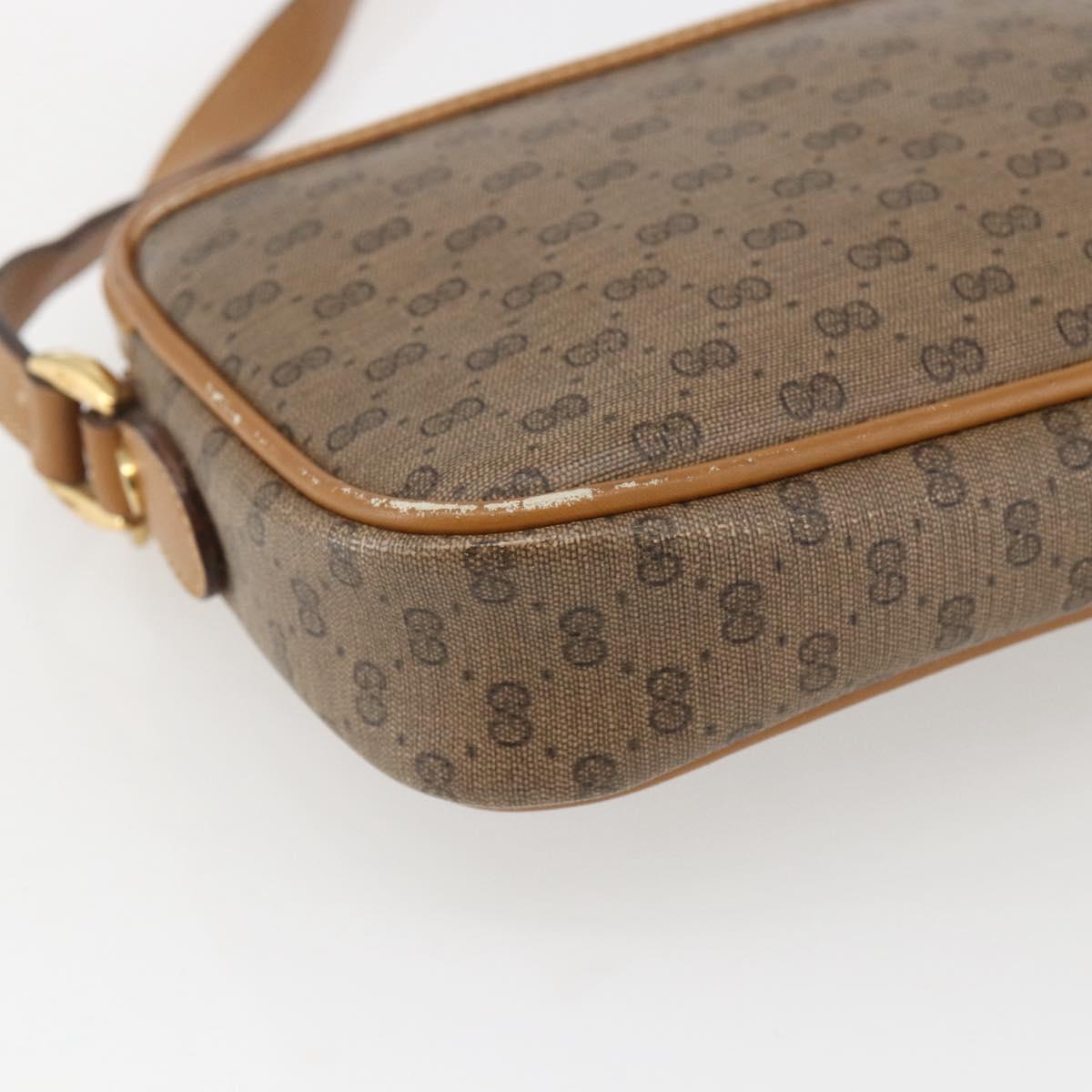 GUCCI Micro GG Supreme Shoulder Bag PVC Beige Gold Auth BA10809