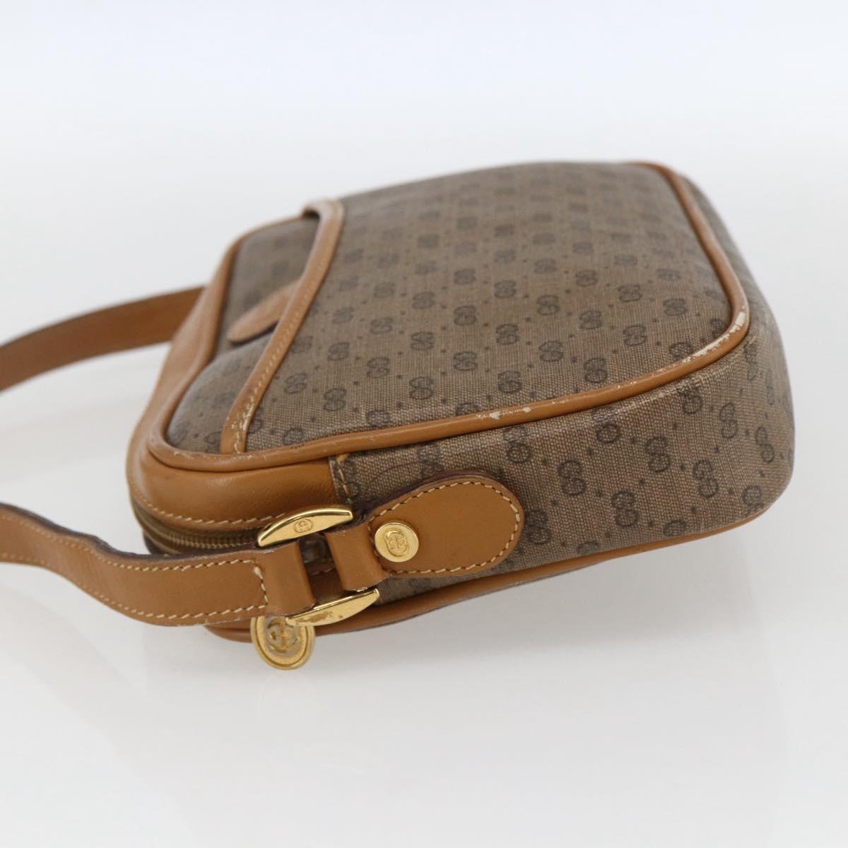 GUCCI Micro GG Supreme Shoulder Bag PVC Beige Gold Auth BA10809