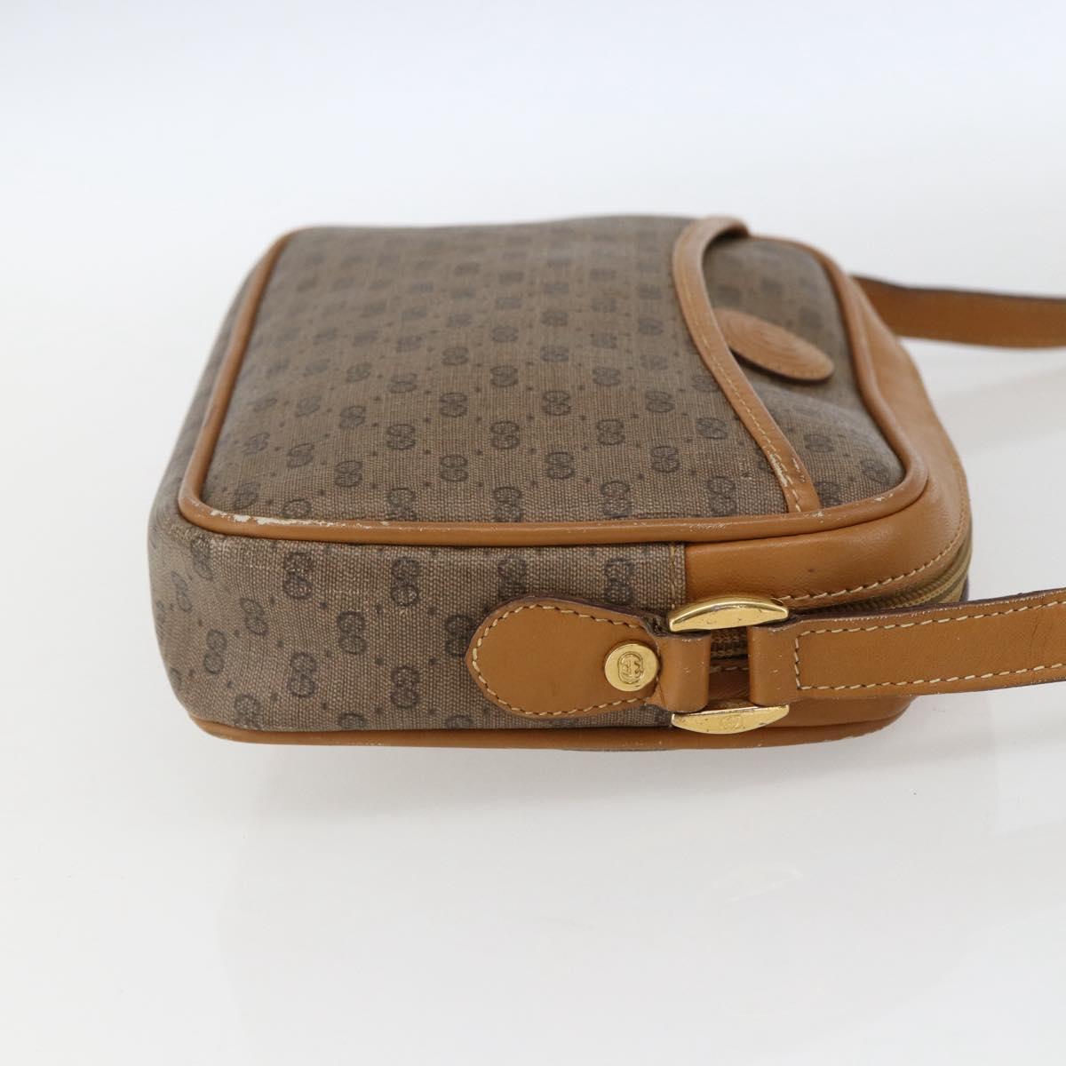 GUCCI Micro GG Supreme Shoulder Bag PVC Beige Gold Auth BA10809