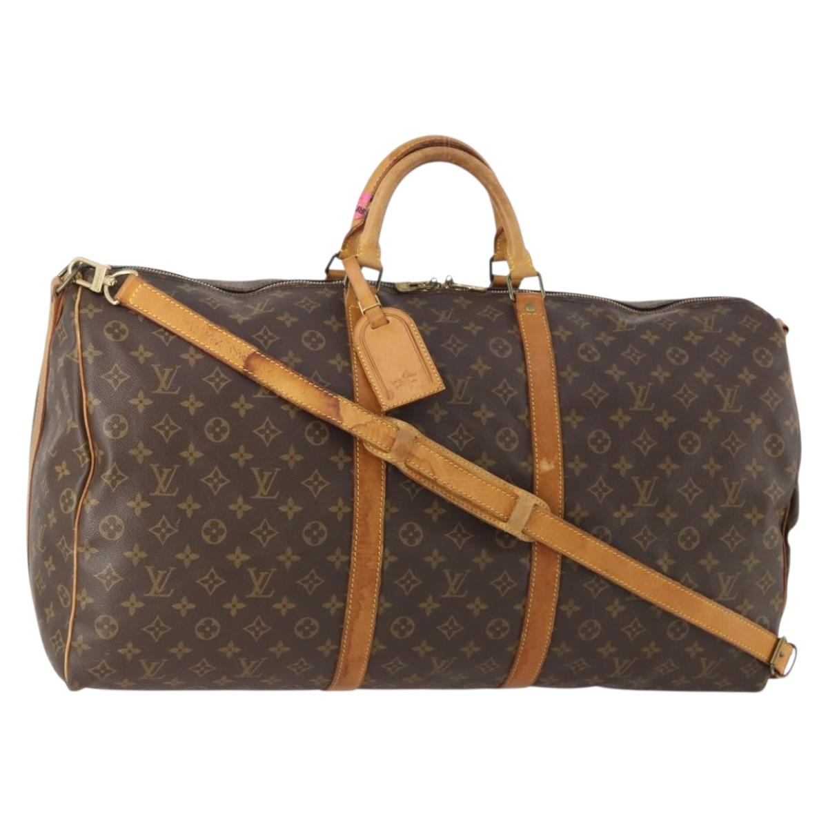 LOUIS VUITTON Monogram Keepall Bandouliere 60 Boston Bag M41412 LV Auth BA10818