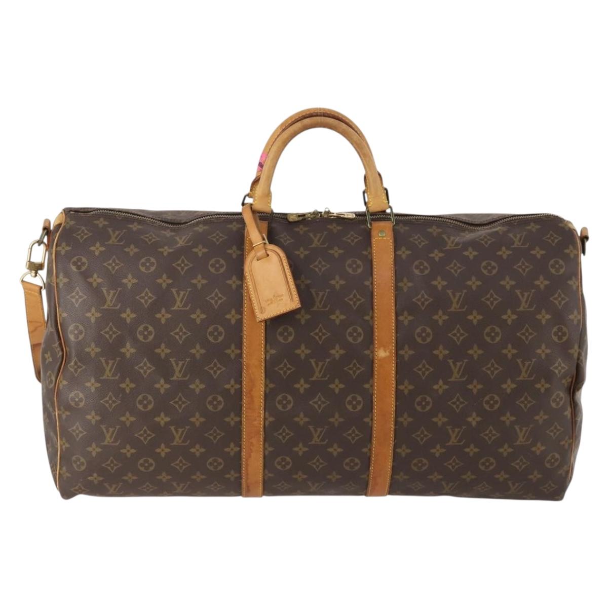 LOUIS VUITTON Monogram Keepall Bandouliere 60 Boston Bag M41412 LV Auth BA10818
