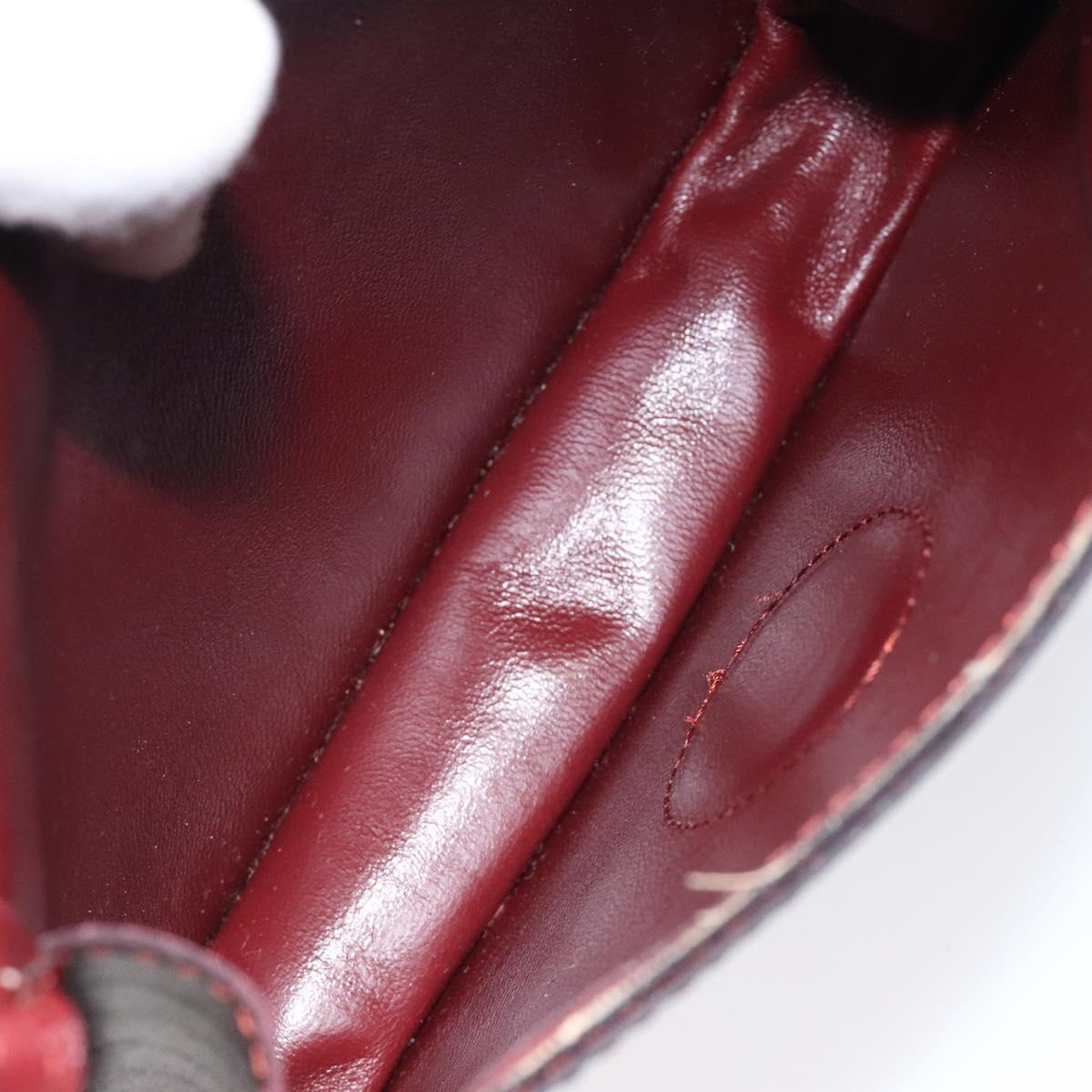 CARTIER Must Line Shoulder Bag Leather Wine Red Gold Auth BA1082