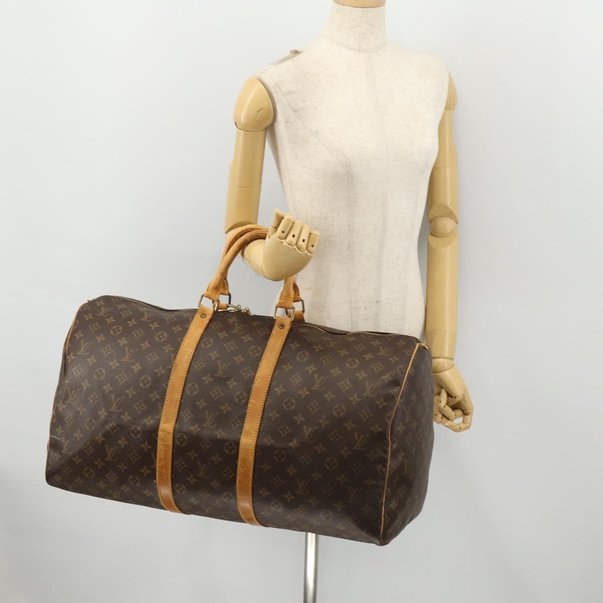 LOUIS VUITTON Monogram Keepall 55 Boston Bag M41424 LV Auth BA10839