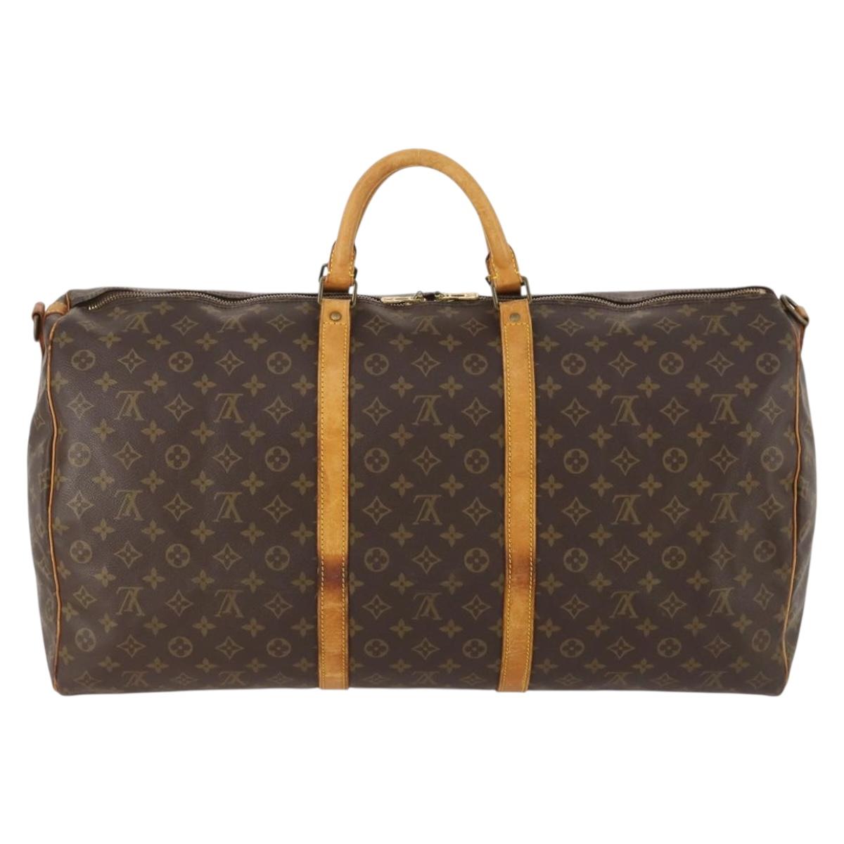 LOUIS VUITTON Monogram Keepall Bandouliere 60 Boston Bag M41412 LV Auth BA10840