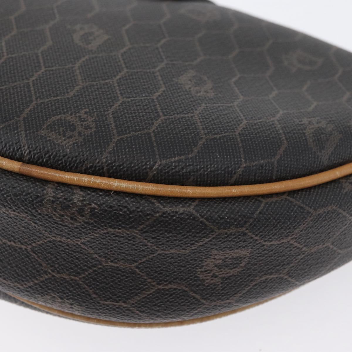 Christian Dior Honeycomb Canvas Shoulder Bag PVC Black Gold Auth BA10846