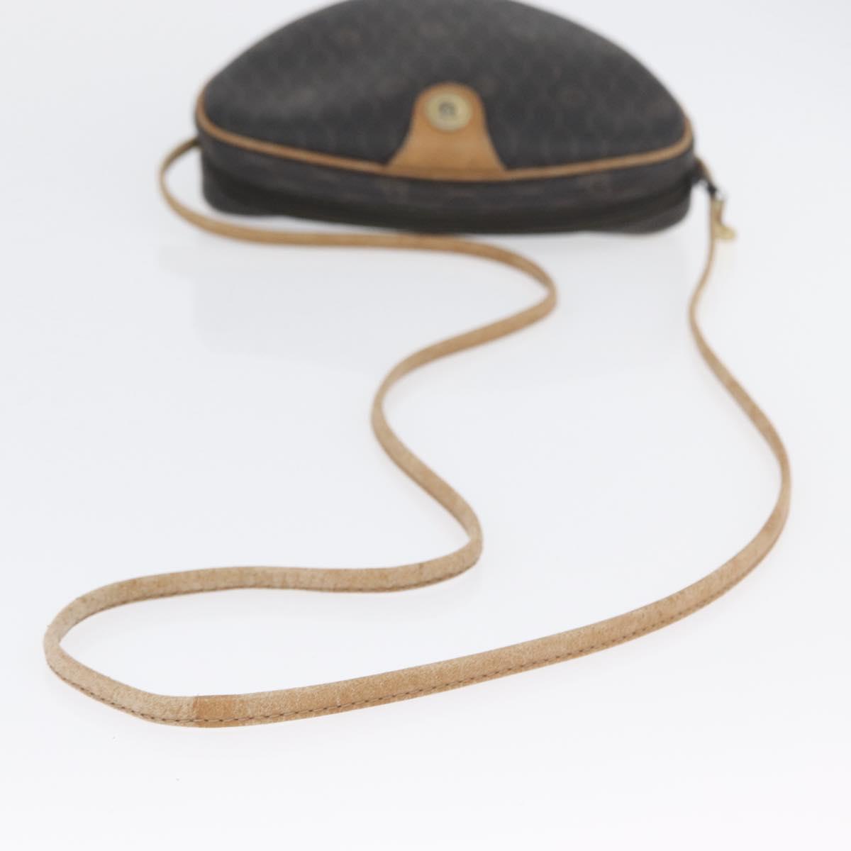 Christian Dior Honeycomb Canvas Shoulder Bag PVC Black Gold Auth BA10846