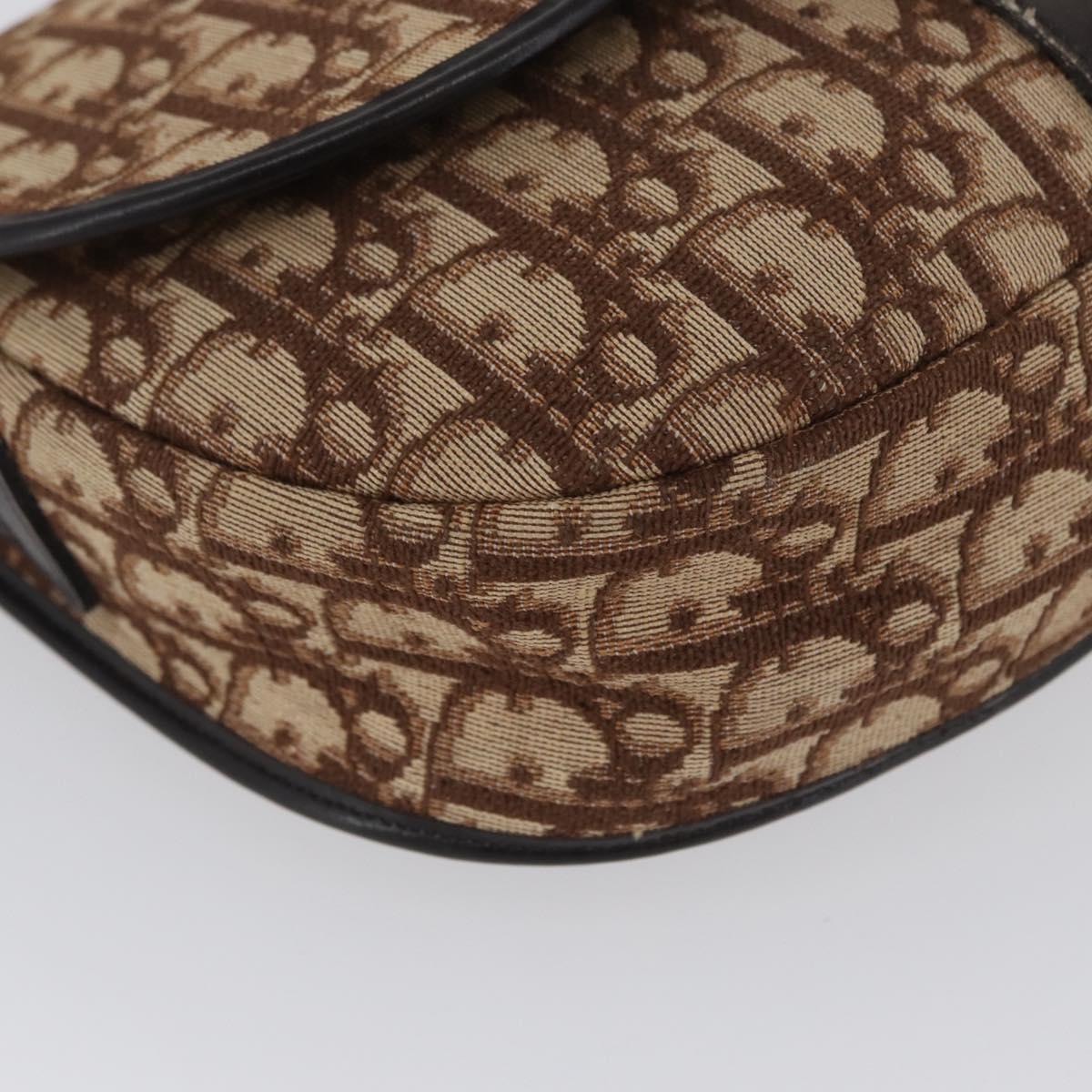 Christian Dior Trotter Canvas Shoulder Bag Beige Gold Auth BA10847