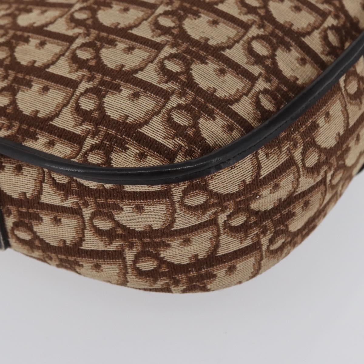 Christian Dior Trotter Canvas Shoulder Bag Beige Gold Auth BA10847