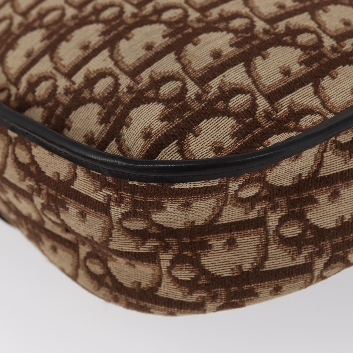 Christian Dior Trotter Canvas Shoulder Bag Beige Gold Auth BA10847