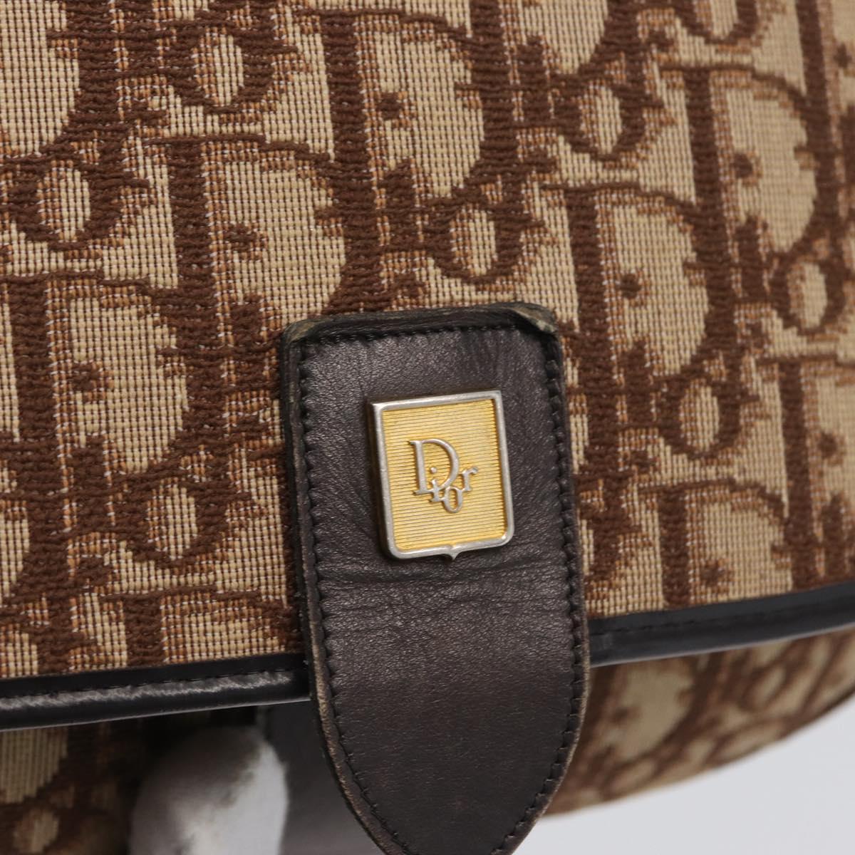 Christian Dior Trotter Canvas Shoulder Bag Beige Gold Auth BA10847