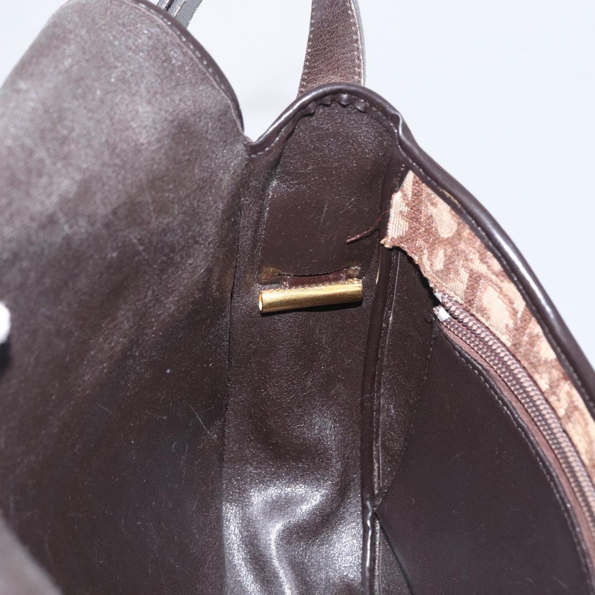 Christian Dior Trotter Canvas Shoulder Bag Beige Gold Auth BA10847