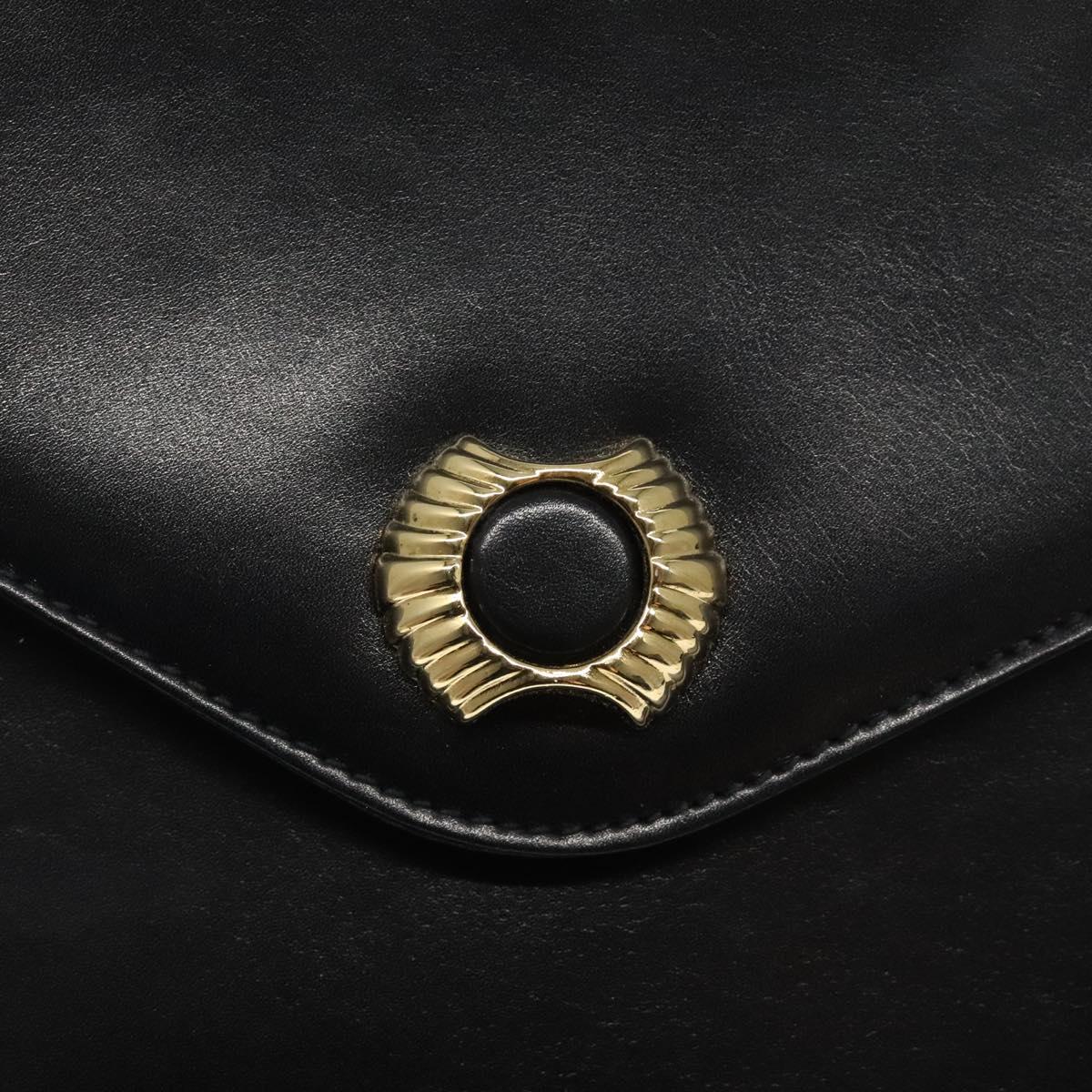 Salvatore Ferragamo Shoulder Bag Leather Black Gold Auth BA1085
