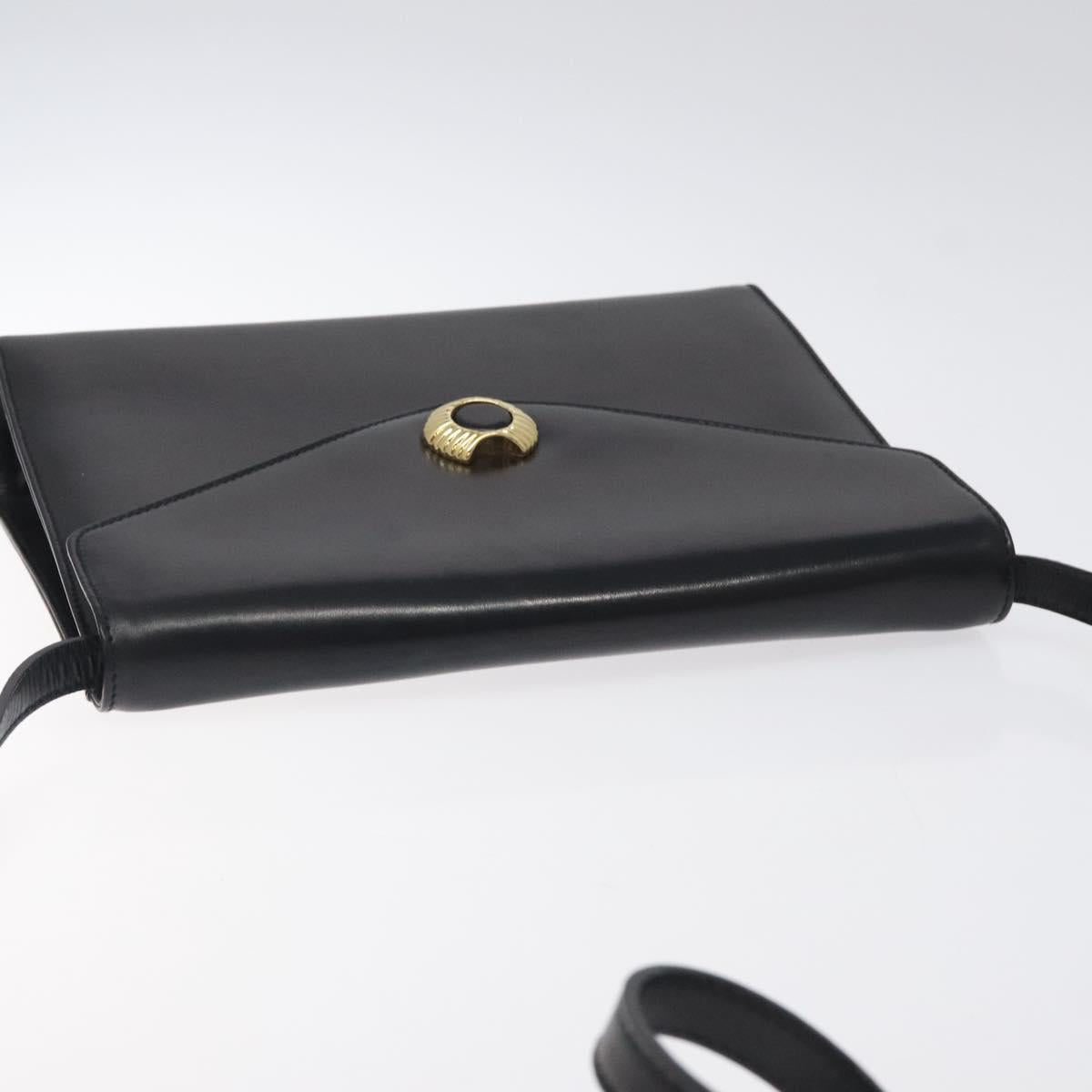 Salvatore Ferragamo Shoulder Bag Leather Black Gold Auth BA1085