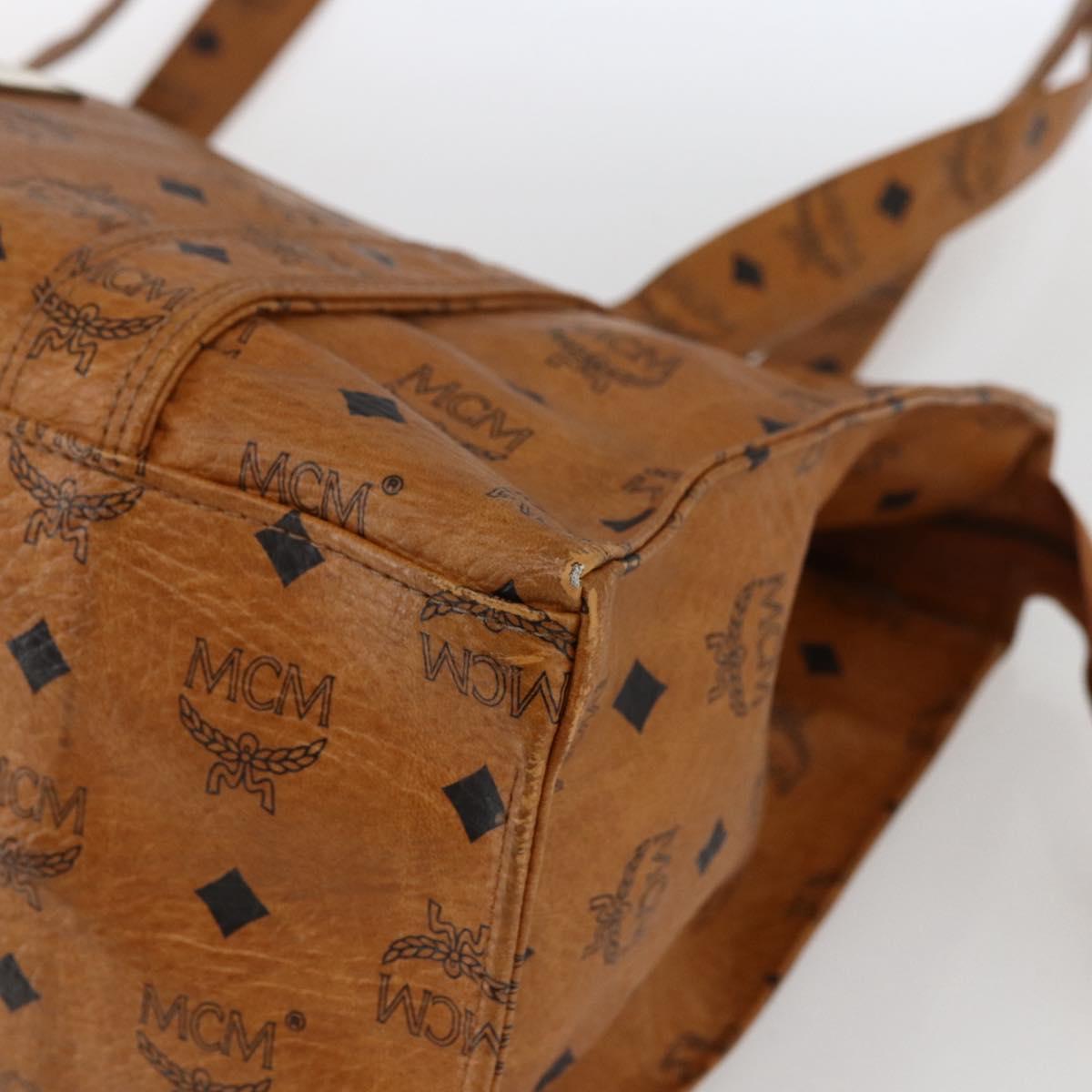 MCM Vicetos Logogram Shoulder Bag PVC Leather Brown Gold Auth BA10851