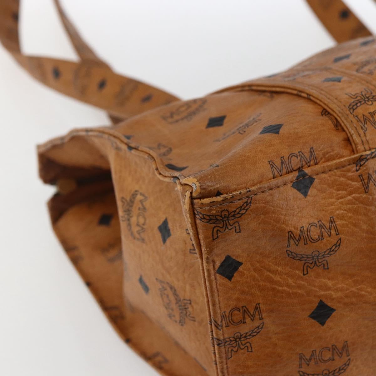 MCM Vicetos Logogram Shoulder Bag PVC Leather Brown Gold Auth BA10851