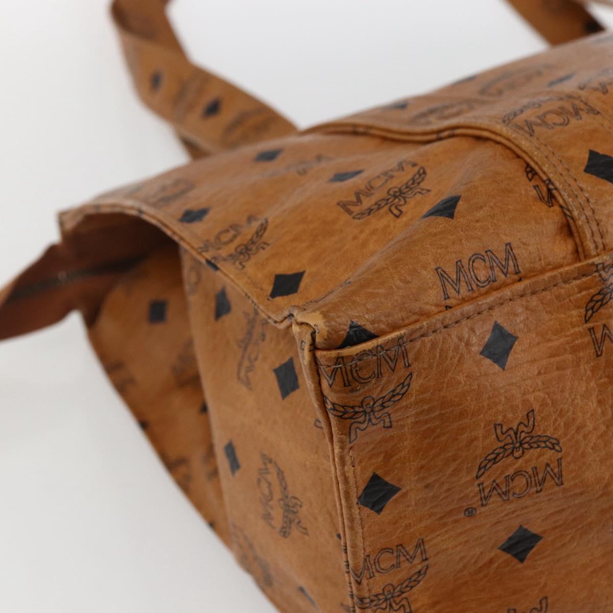 MCM Vicetos Logogram Shoulder Bag PVC Leather Brown Gold Auth BA10851