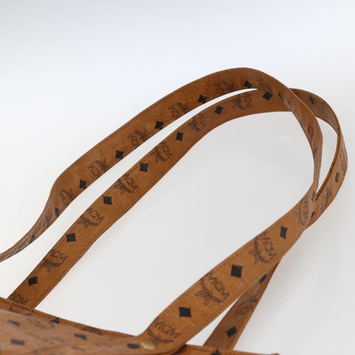 MCM Vicetos Logogram Shoulder Bag PVC Leather Brown Gold Auth BA10851