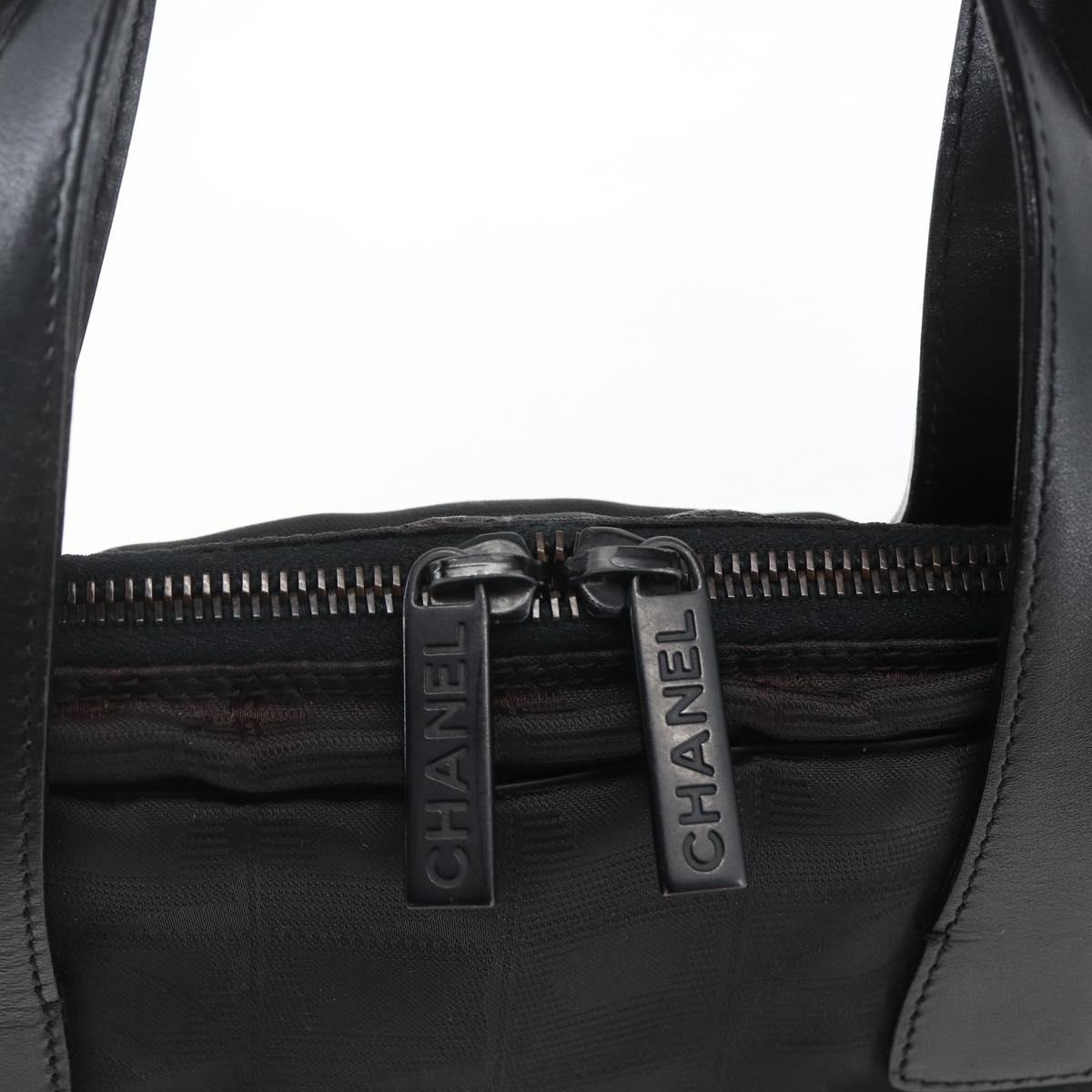 CHANEL New Travel Line Hand Bag Nylon Black CC Auth BA10852