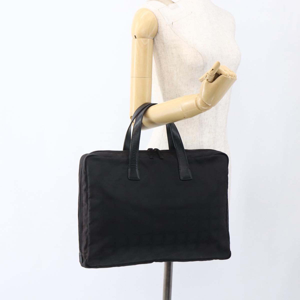 CHANEL New Travel Line Hand Bag Nylon Black CC Auth BA10852