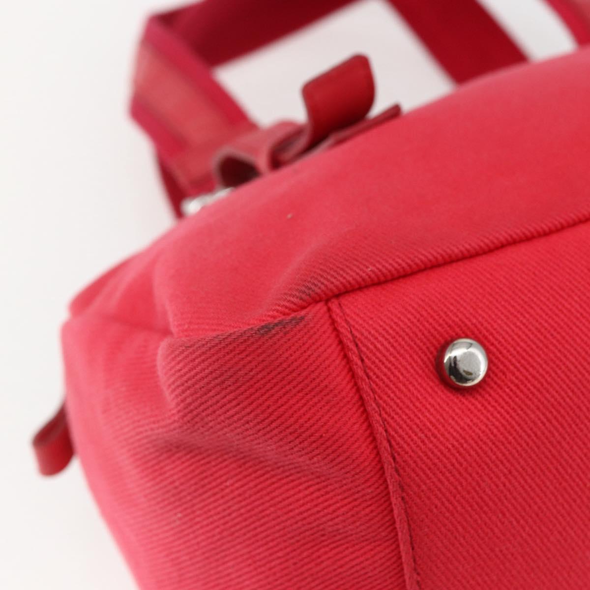 SAINT LAURENT Hand Bag Canvas Red Silver 129360 Auth BA10853