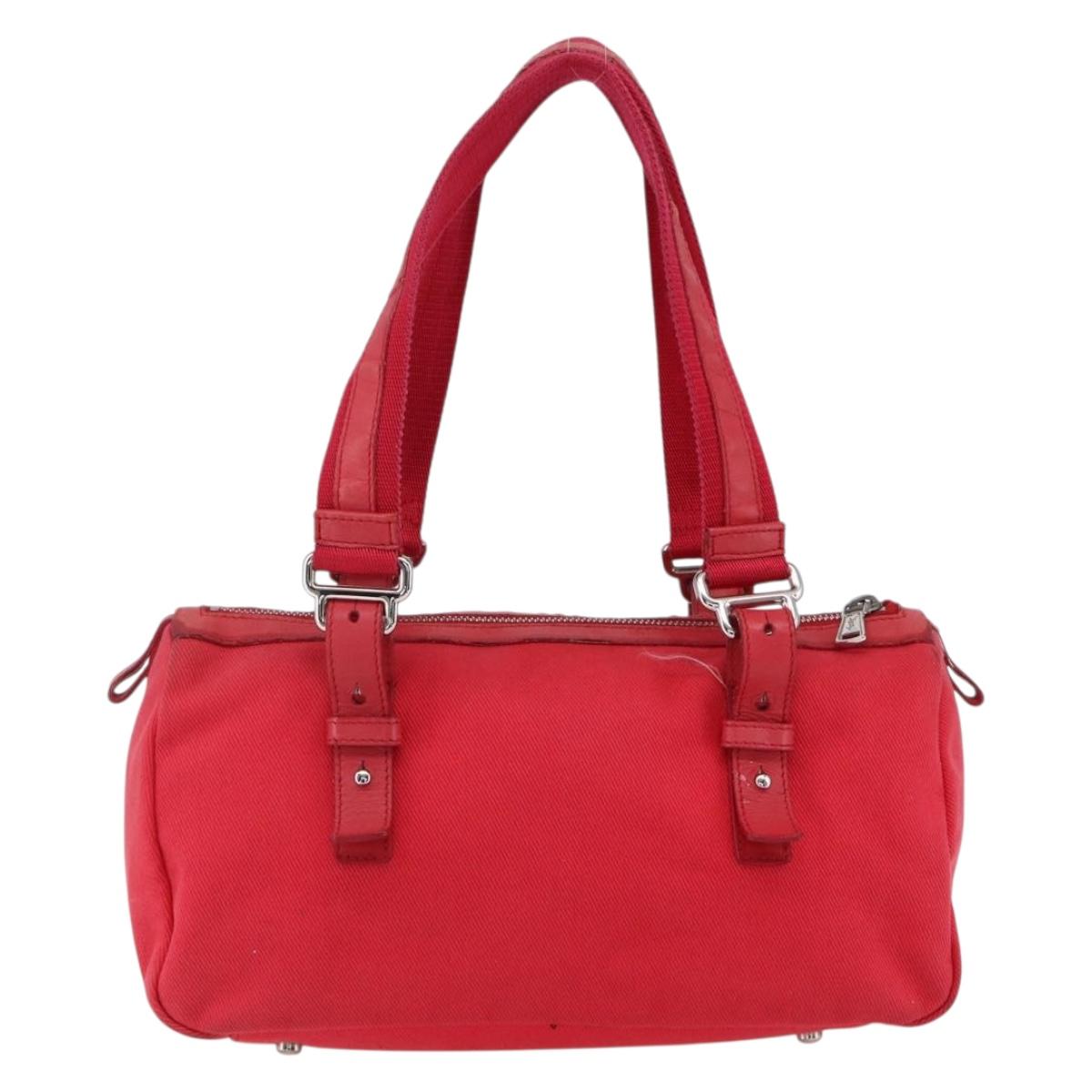 SAINT LAURENT Hand Bag Canvas Red Silver 129360 Auth BA10853