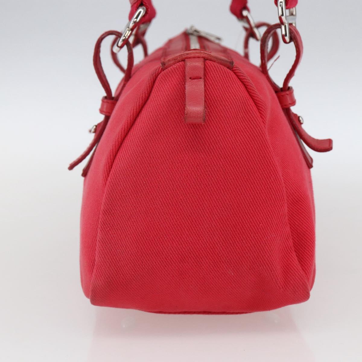 SAINT LAURENT Hand Bag Canvas Red Silver 129360 Auth BA10853