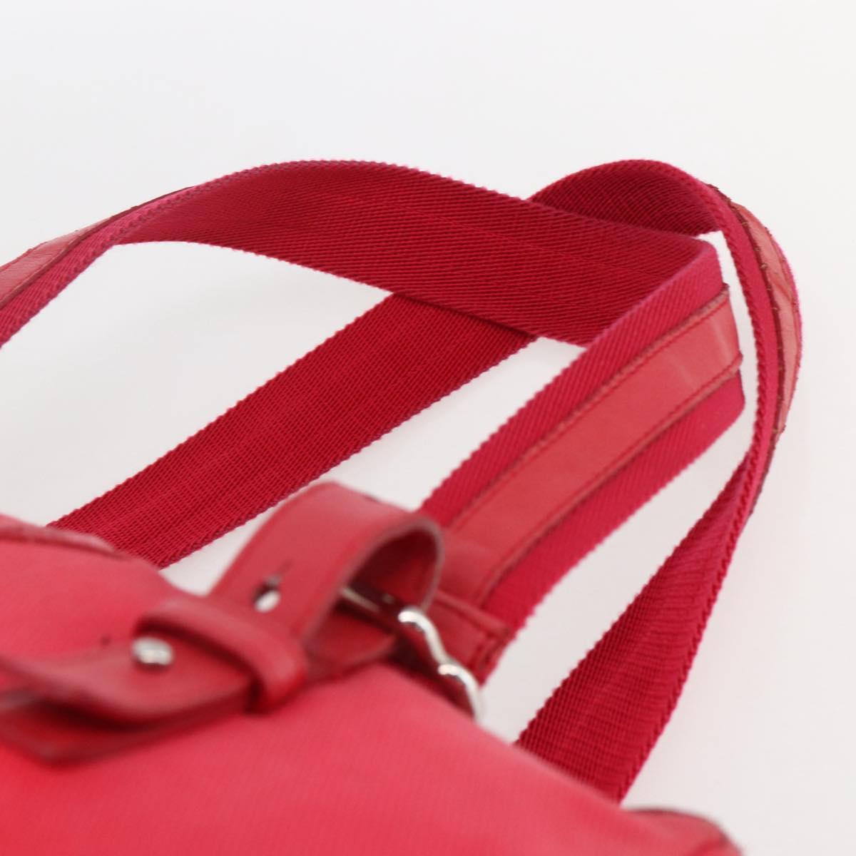 SAINT LAURENT Hand Bag Canvas Red Silver 129360 Auth BA10853