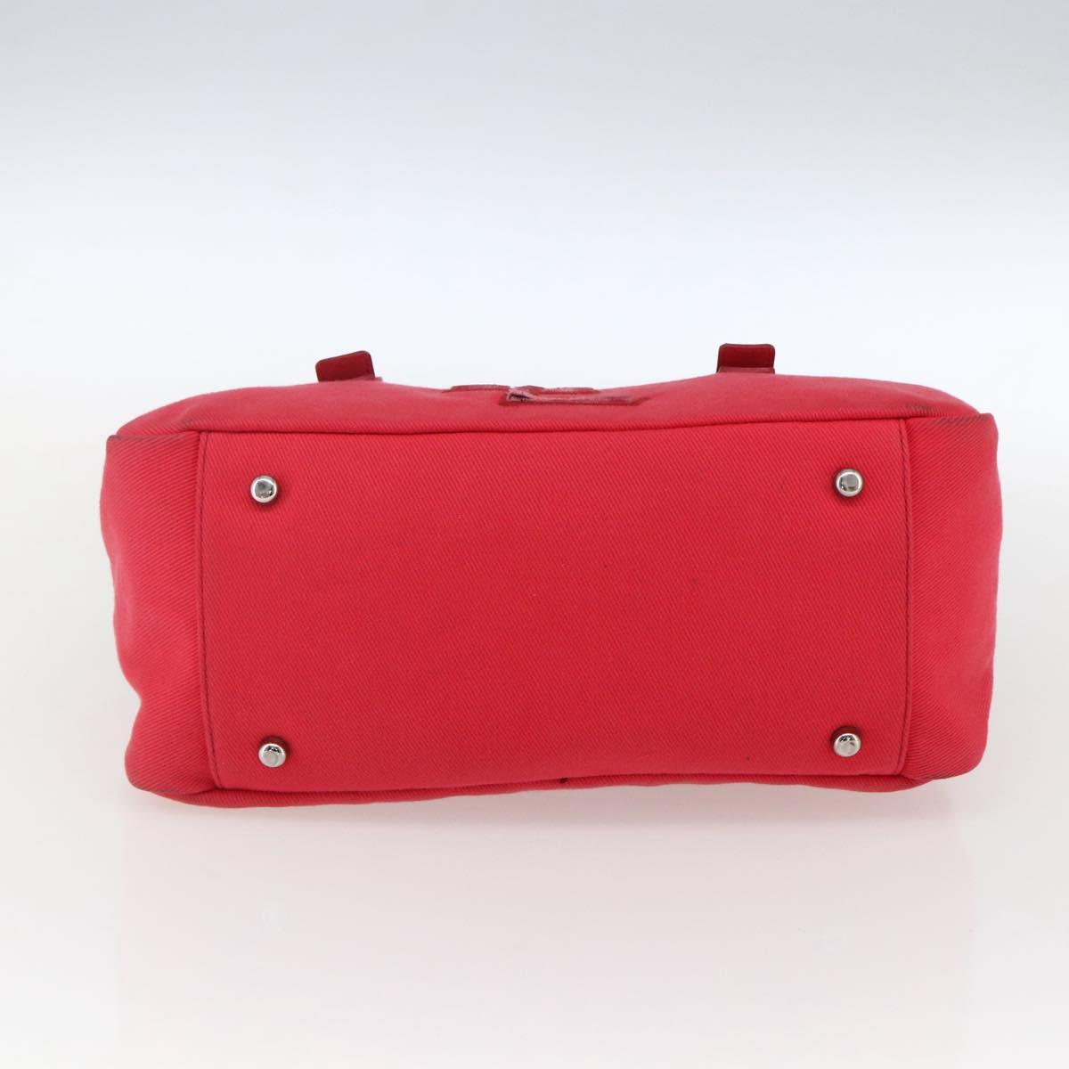 SAINT LAURENT Hand Bag Canvas Red Silver 129360 Auth BA10853