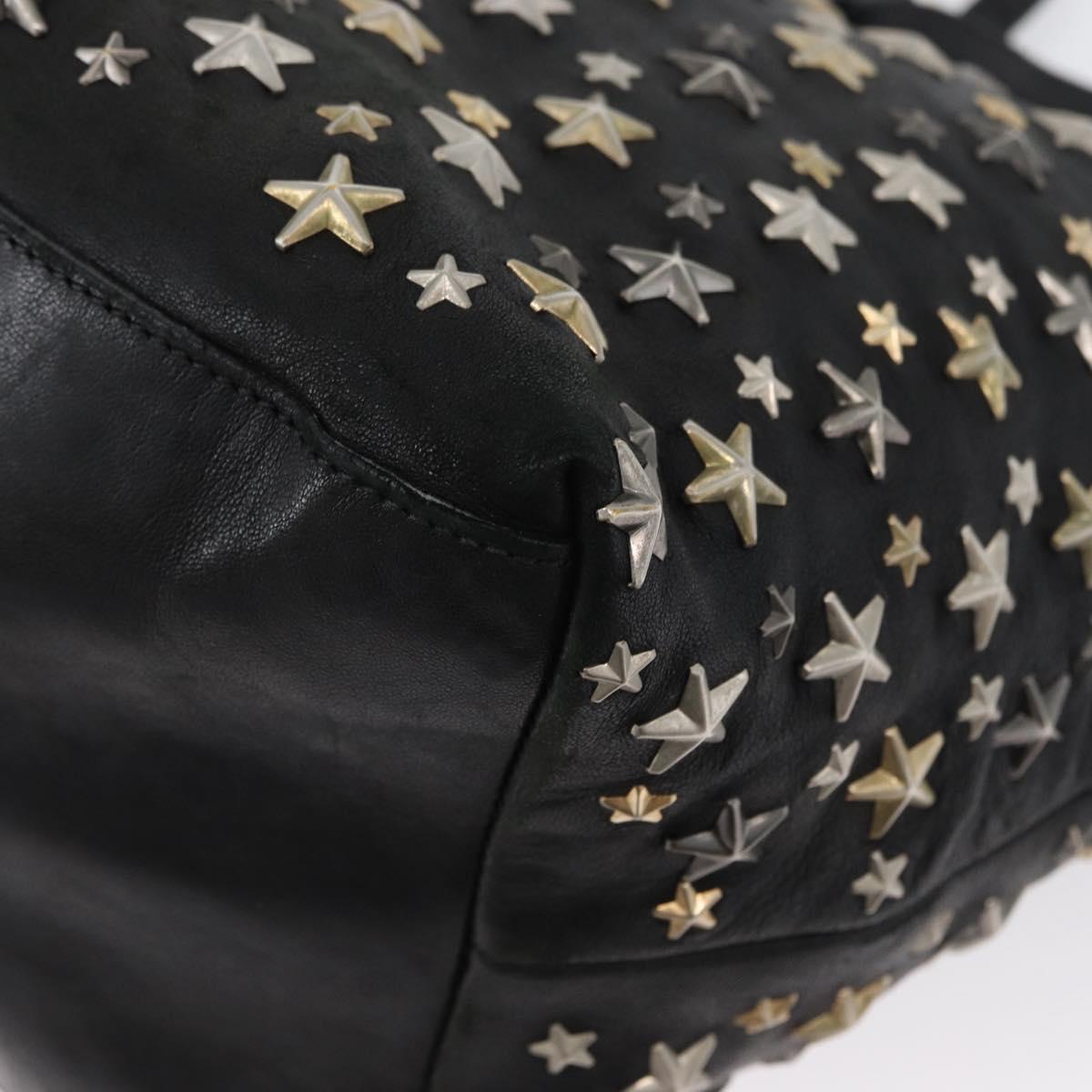 Jimmy Choo Tote Bag Leather Black Gold Auth BA10854