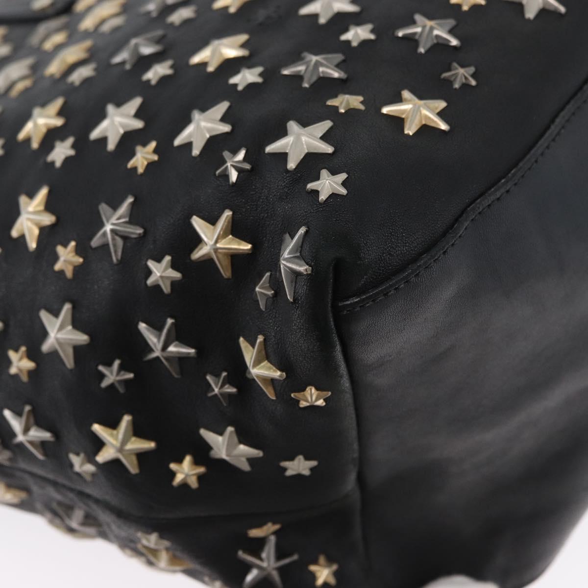Jimmy Choo Tote Bag Leather Black Gold Auth BA10854
