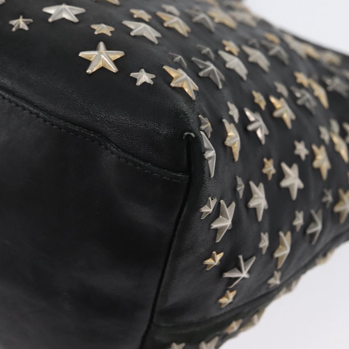 Jimmy Choo Tote Bag Leather Black Gold Auth BA10854