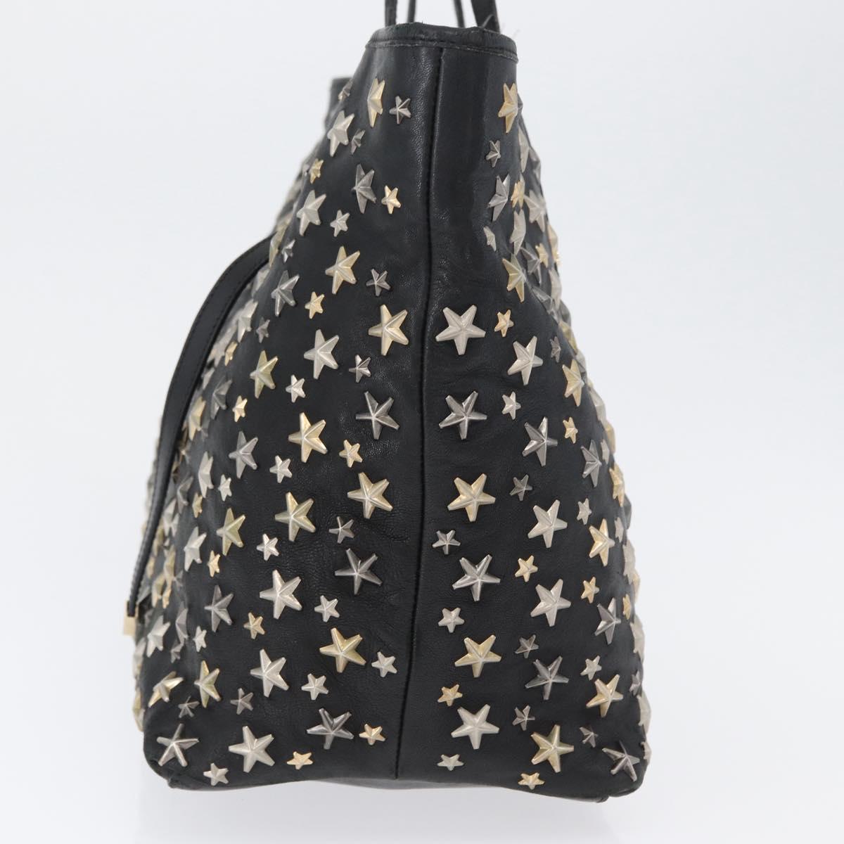 Jimmy Choo Tote Bag Leather Black Gold Auth BA10854