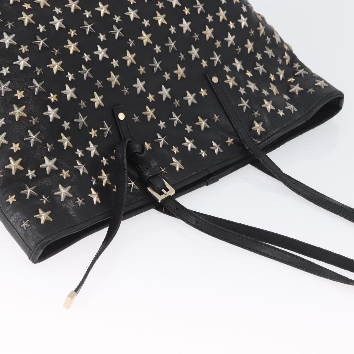 Jimmy Choo Tote Bag Leather Black Gold Auth BA10854