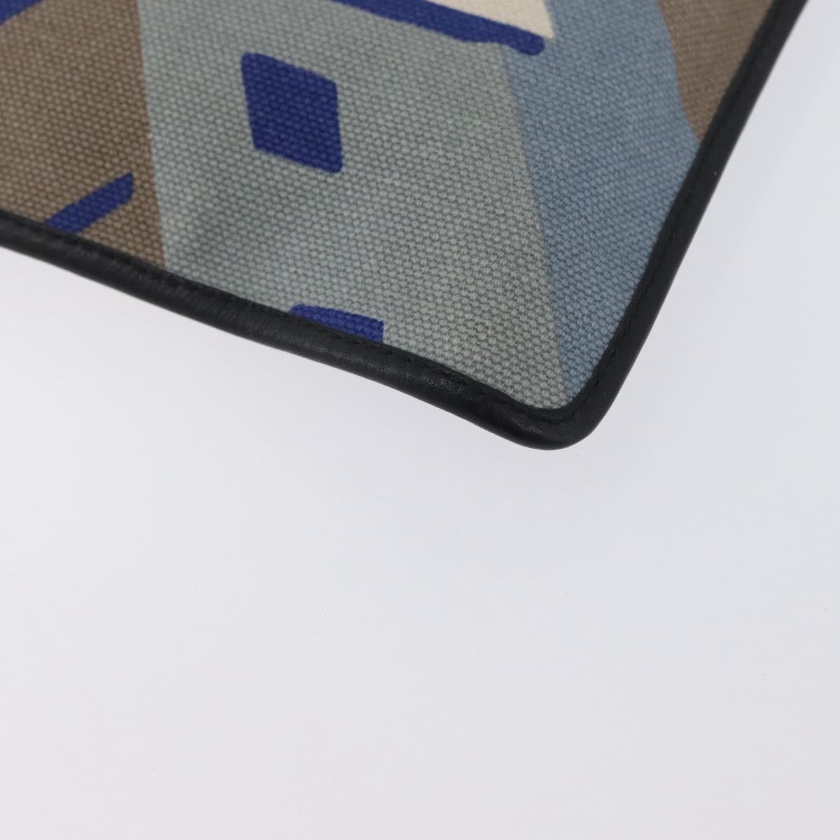LOEWE Clutch Bag Canvas Blue Gold Auth BA10855