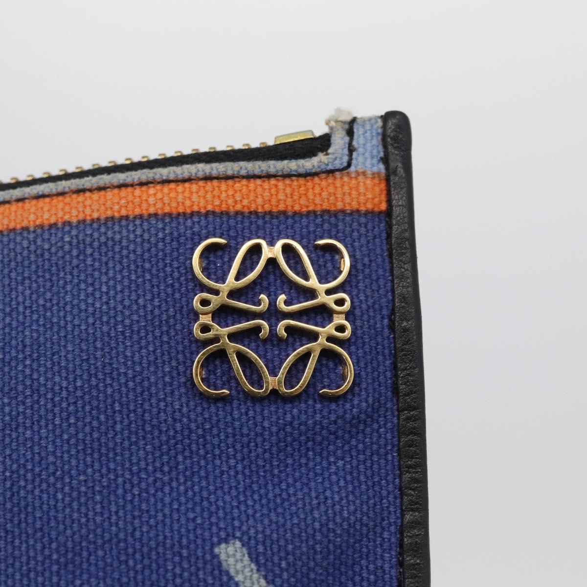LOEWE Clutch Bag Canvas Blue Gold Auth BA10855