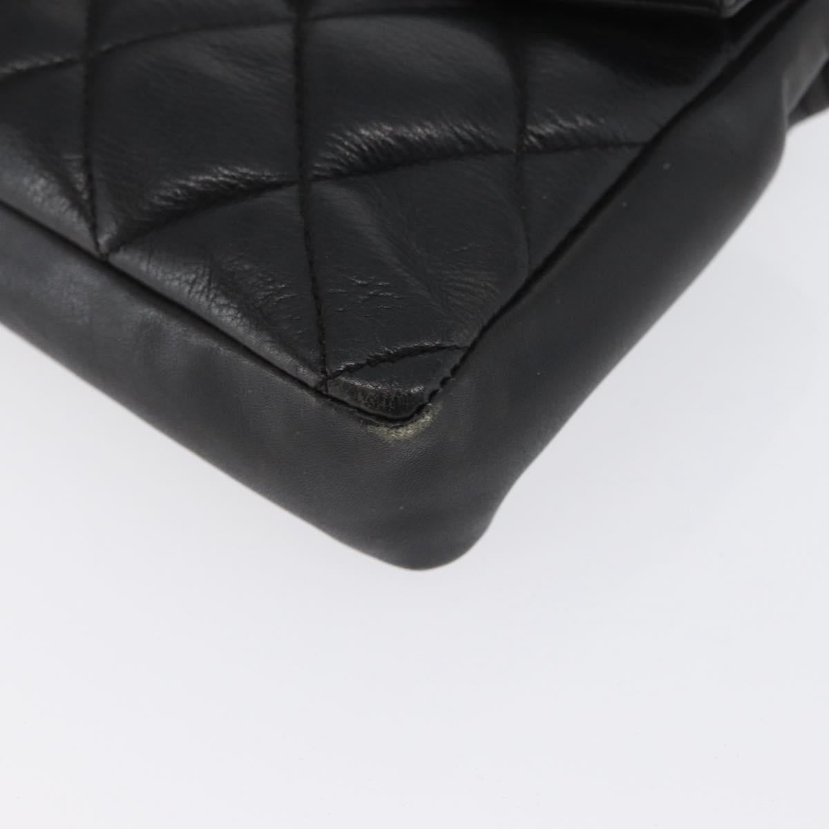 CHANEL Matelasse Waist Bag Leather Black Gold CC Auth BA10856