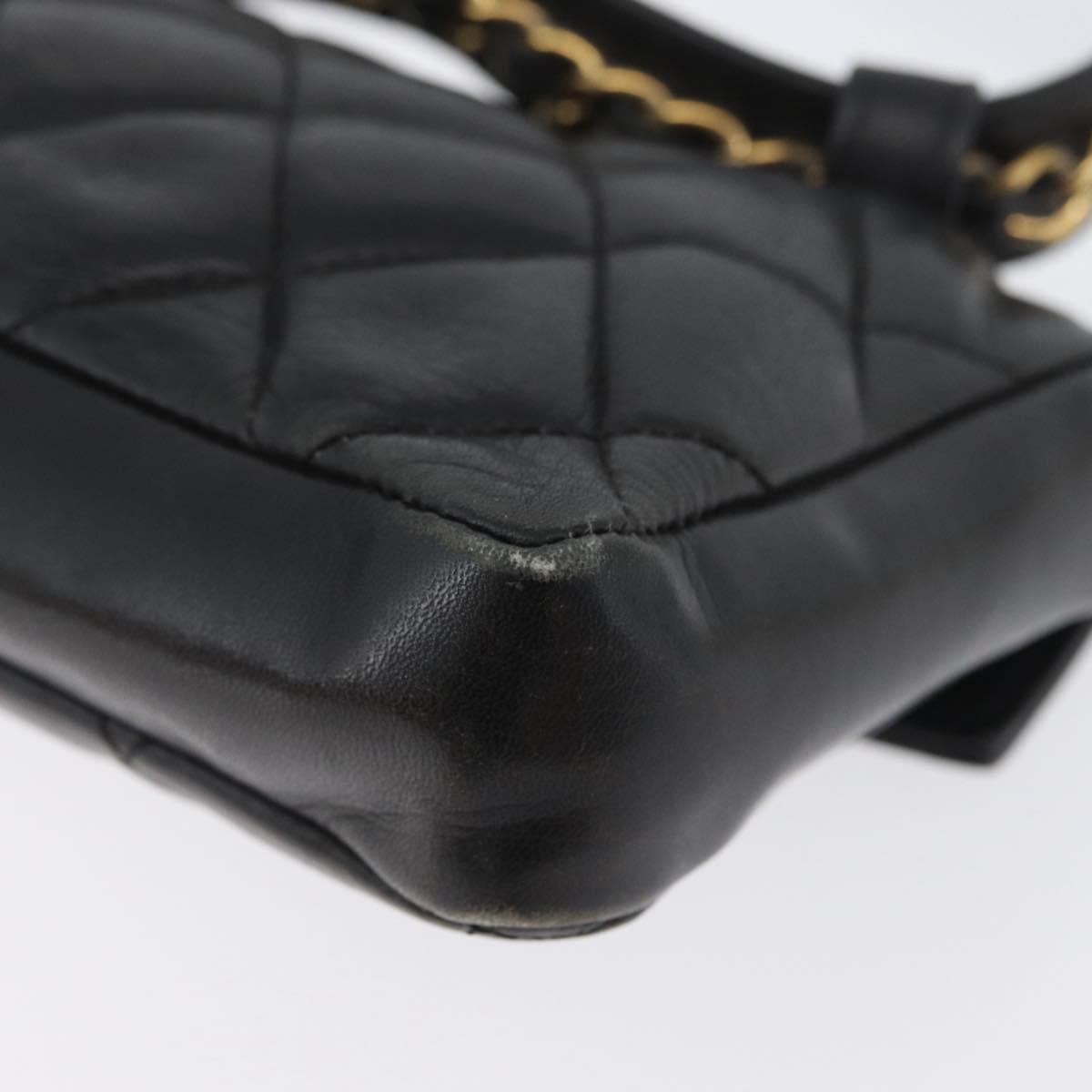 CHANEL Matelasse Waist Bag Leather Black Gold CC Auth BA10856