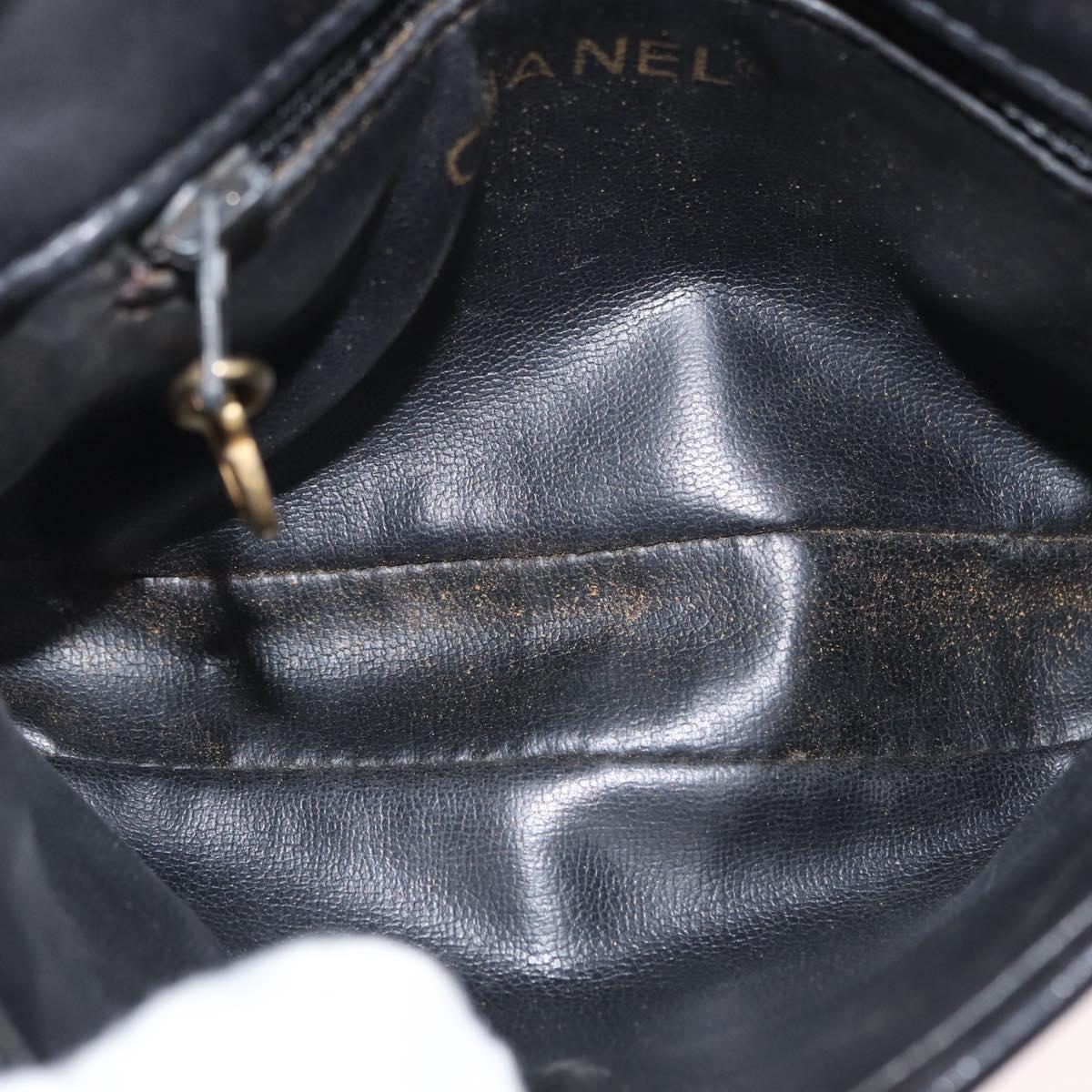 CHANEL Matelasse Waist Bag Leather Black Gold CC Auth BA10856