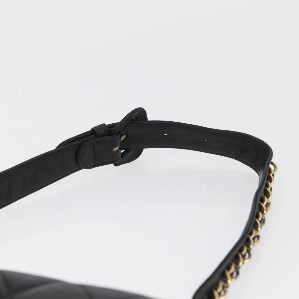 CHANEL Matelasse Waist Bag Leather Black Gold CC Auth BA10856