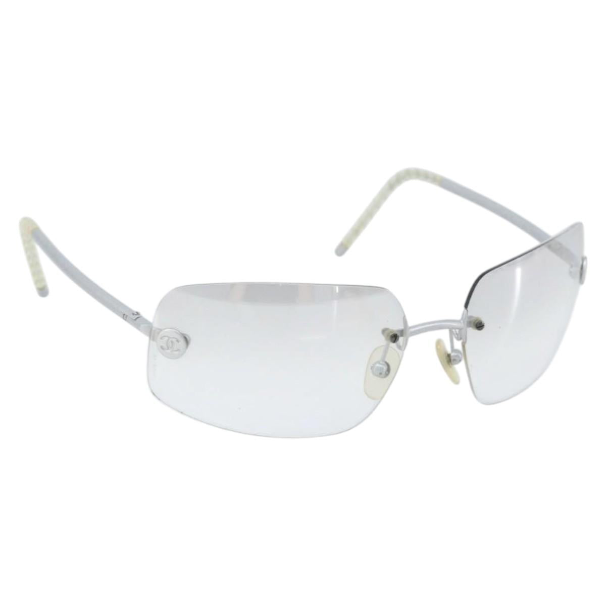 CHANEL Sunglasses metal Silver 4035 CC Auth BA10860