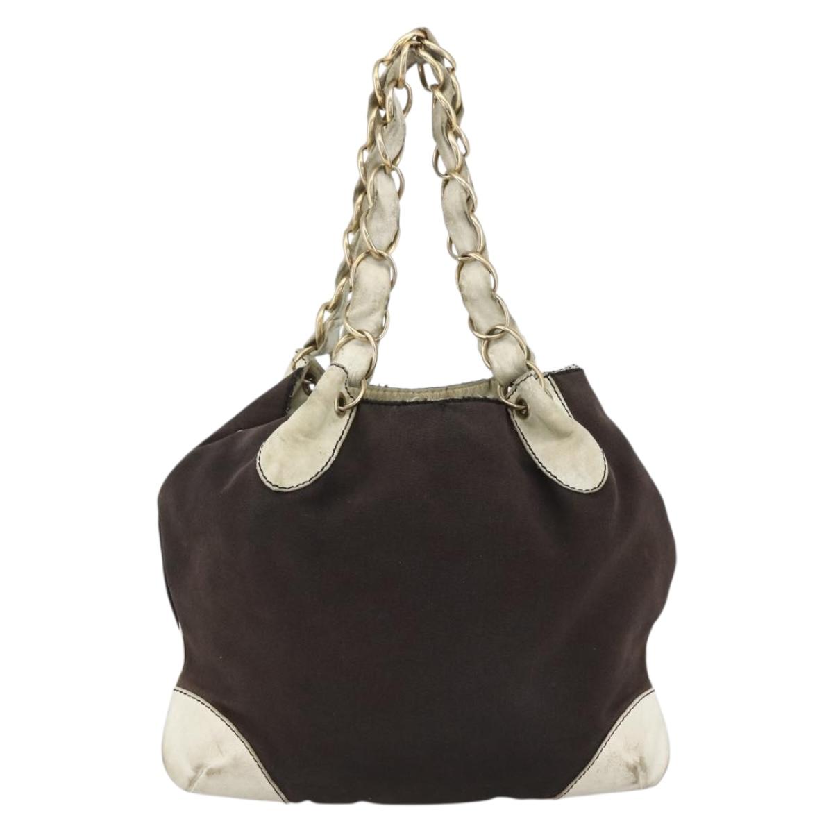 CHANEL COCO Mark Chain Shoulder Bag Canvas Black Gold CC Auth BA10872
