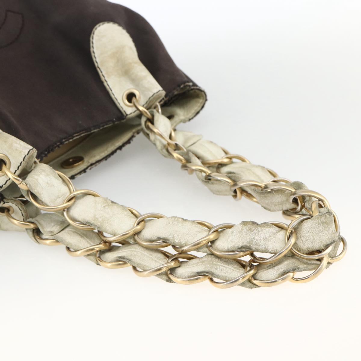 CHANEL COCO Mark Chain Shoulder Bag Canvas Black Gold CC Auth BA10872