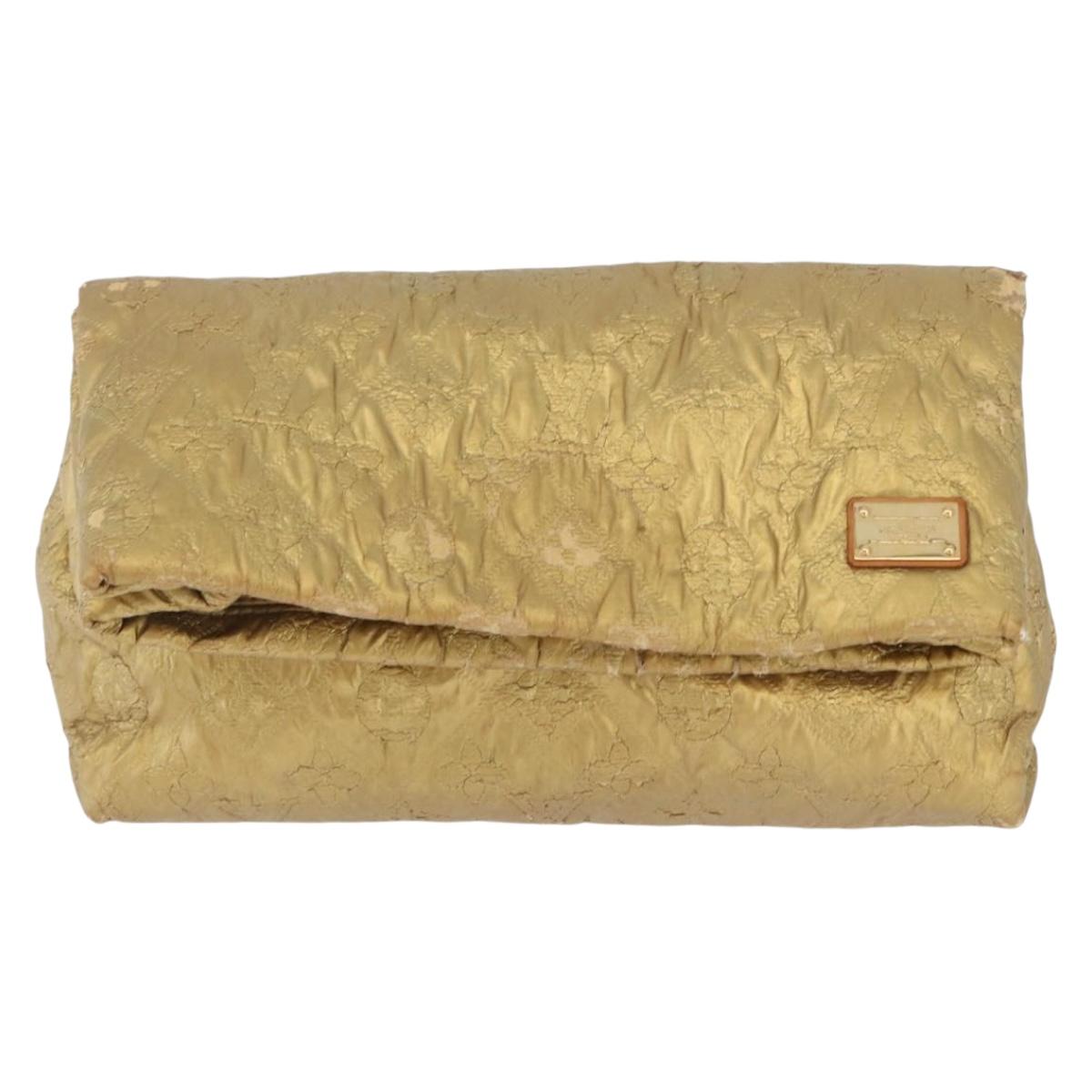 LOUIS VUITTON Monogram lime light Clutch MM Clutch Bag Gold LV Auth BA10873