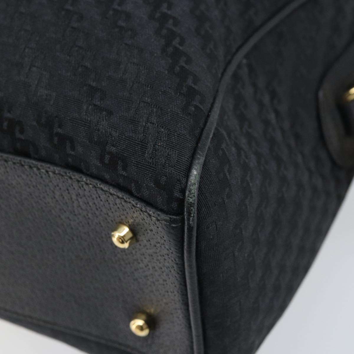 GUCCI Hand Bag Canvas 2way Black Gold 000 58 0256 Auth BA10874
