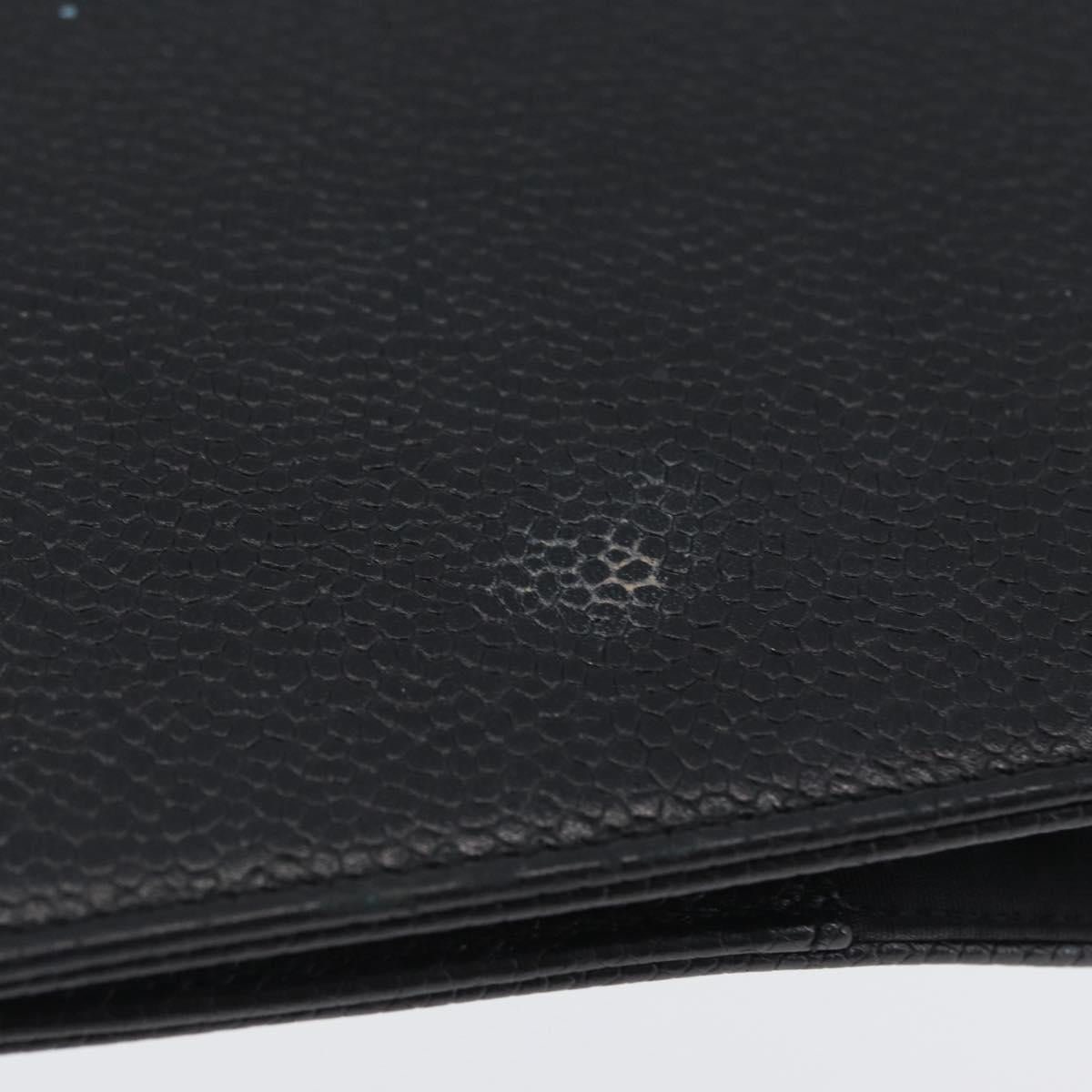 CHANEL Day Planner Cover Caviar Skin Black Gold CC Auth BA10875